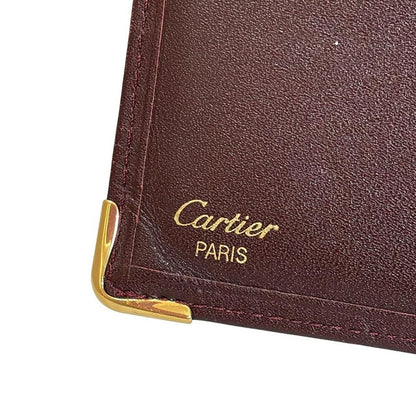 Cartier Billfold Mastline Bordeaux X Gold Can Hold Cards and Pass Ports Leather
