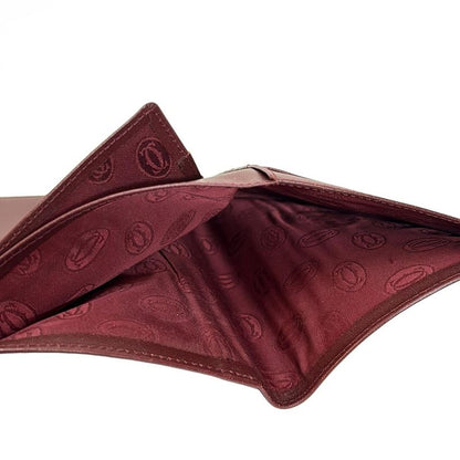 Cartier Billfold Mastline Bordeaux X Gold Can Hold Cards and Pass Ports Leather