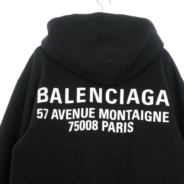 Balenciaga 17aw Logo Print Zip Hoodie Parka Fleece Lining S Black 518244