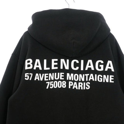 Balenciaga 17aw Logo Print Zip Hoodie Parka Fleece Lining S Black 518244