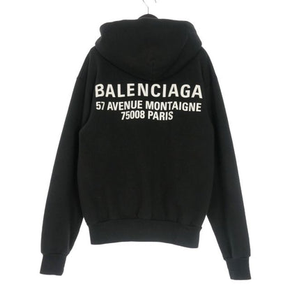 Balenciaga 17aw Logo Print Zip Hoodie Parka Fleece Lining S Black 518244
