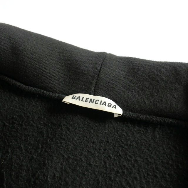 Balenciaga 17aw Logo Print Zip Hoodie Parka Fleece Lining S Black 518244