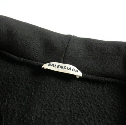 Balenciaga 17aw Logo Print Zip Hoodie Parka Fleece Lining S Black 518244