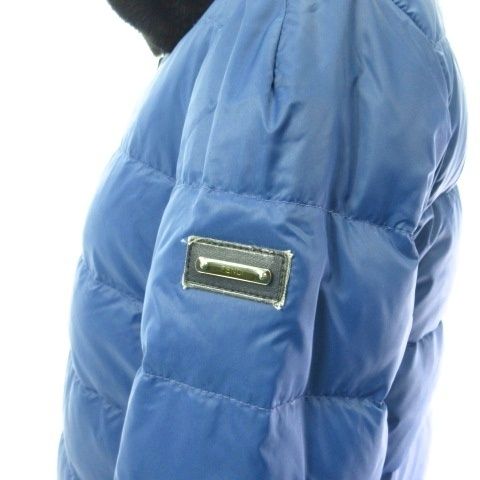 Fendi Reversible Down Jacket Coat Short Rabbit Fur Quilting Blue Black 40
