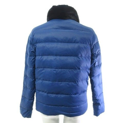 Fendi Reversible Down Jacket Coat Short Rabbit Fur Quilting Blue Black 40
