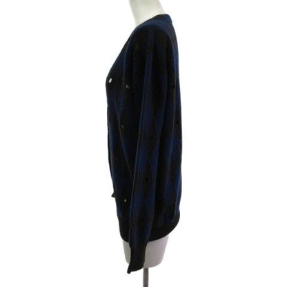 Prada Cardigan Wool Cashmere Diamond Pattern 42 Brown Blue