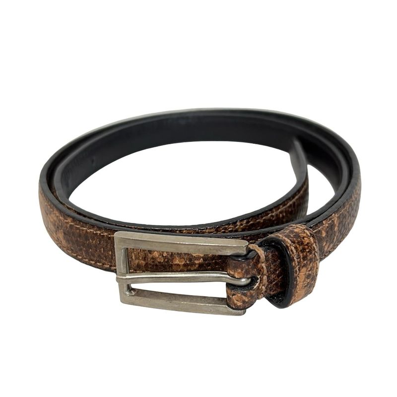 Prada Belt 70 28 - Dark Brown X Light Brown X Silver Shape Pressed Leather