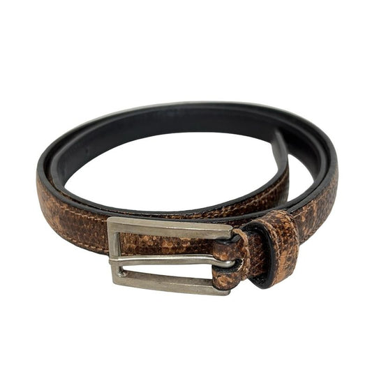 Prada Belt 70 28 - Dark Brown X Light Brown X Silver Shape Pressed Leather