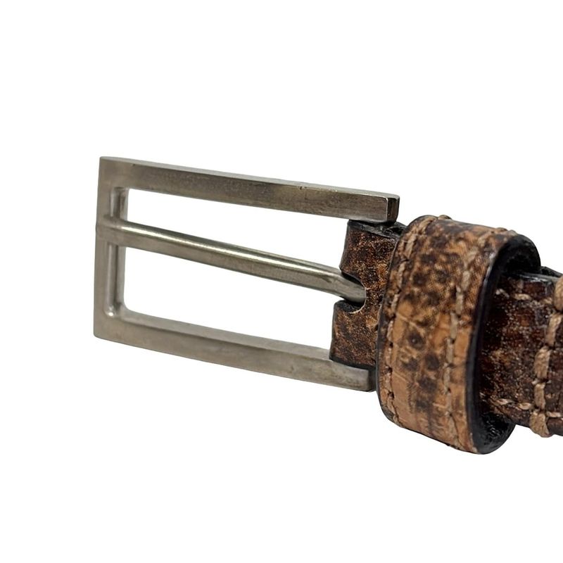 Prada Belt 70 28 - Dark Brown X Light Brown X Silver Shape Pressed Leather