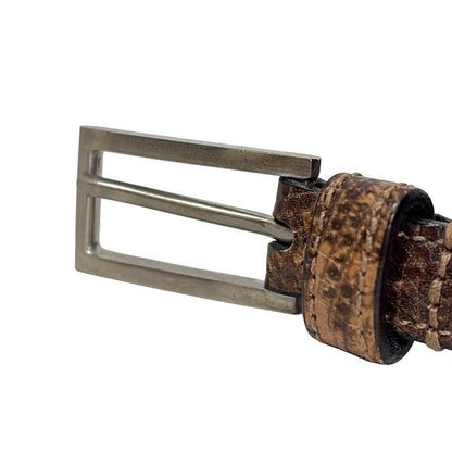 Prada Belt 70 28 - Dark Brown X Light Brown X Silver Shape Pressed Leather