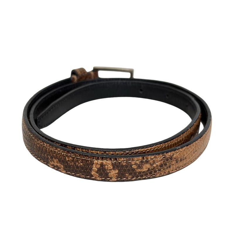 Prada Belt 70 28 - Dark Brown X Light Brown X Silver Shape Pressed Leather