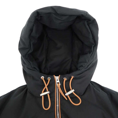Loewe 22 AW Leather Trim Hooded Down Coat S359 Y02 X42 Black 38