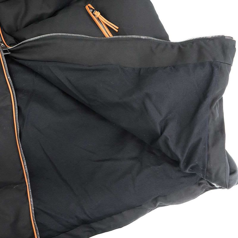 Loewe 22 AW Leather Trim Hooded Down Coat S359 Y02 X42 Black 38