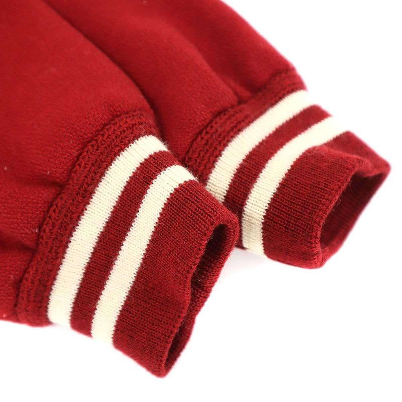 Saint Laurent Paris Leather Trim Wool Teddy Jacket Y213 Q Red 46
