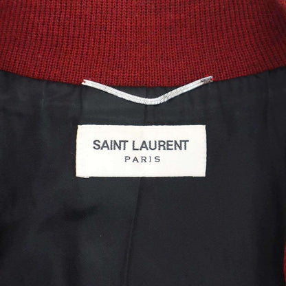 Saint Laurent Paris Leather Trim Wool Teddy Jacket Y213 Q Red 46
