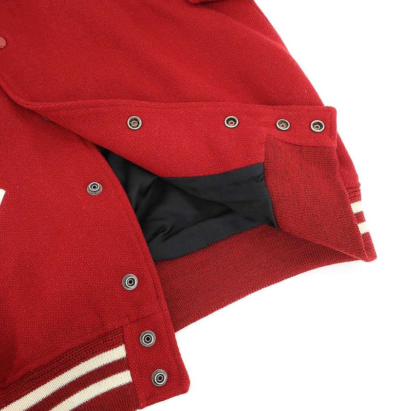 Saint Laurent Paris Leather Trim Wool Teddy Jacket Y213 Q Red 46