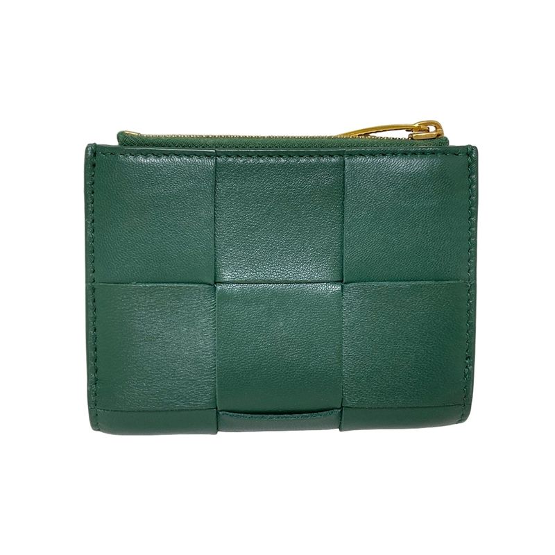 Bottega Veneta Bifold Wallet Small Cassette Dark Green Leather