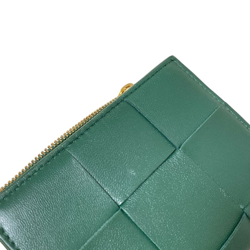 Bottega Veneta Bifold Wallet Small Cassette Dark Green Leather