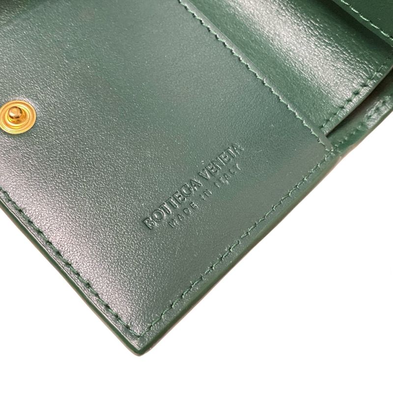 Bottega Veneta Bifold Wallet Small Cassette Dark Green Leather