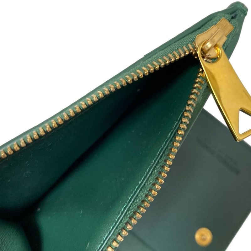 Bottega Veneta Bifold Wallet Small Cassette Dark Green Leather