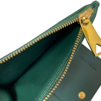 Bottega Veneta Bifold Wallet Small Cassette Dark Green Leather