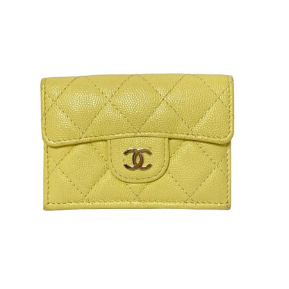 Chanel Trifold Wallet Matelasse Light Yellow