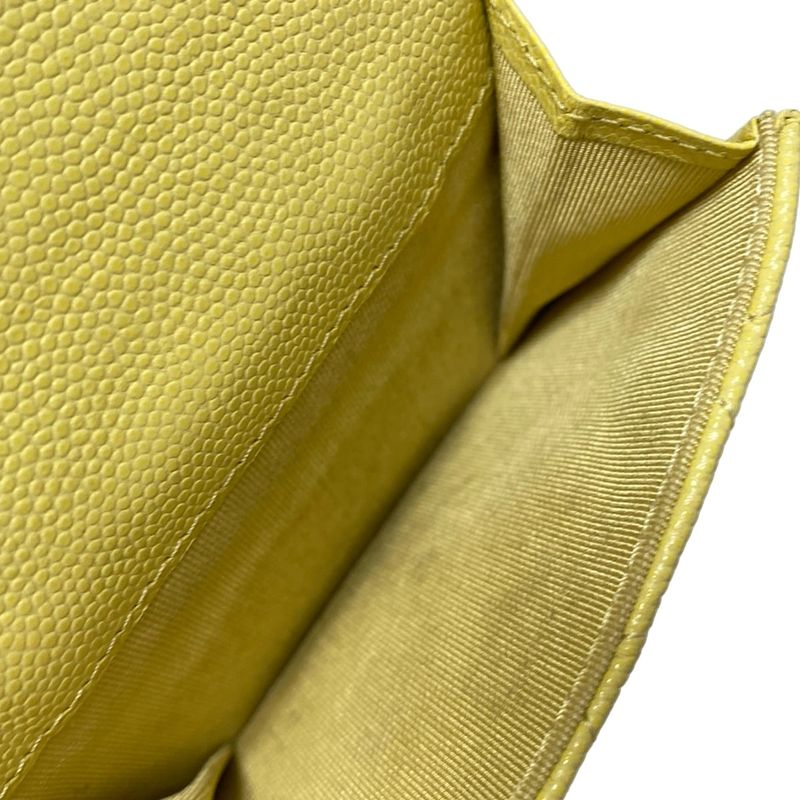Chanel Trifold Wallet Matelasse Light Yellow