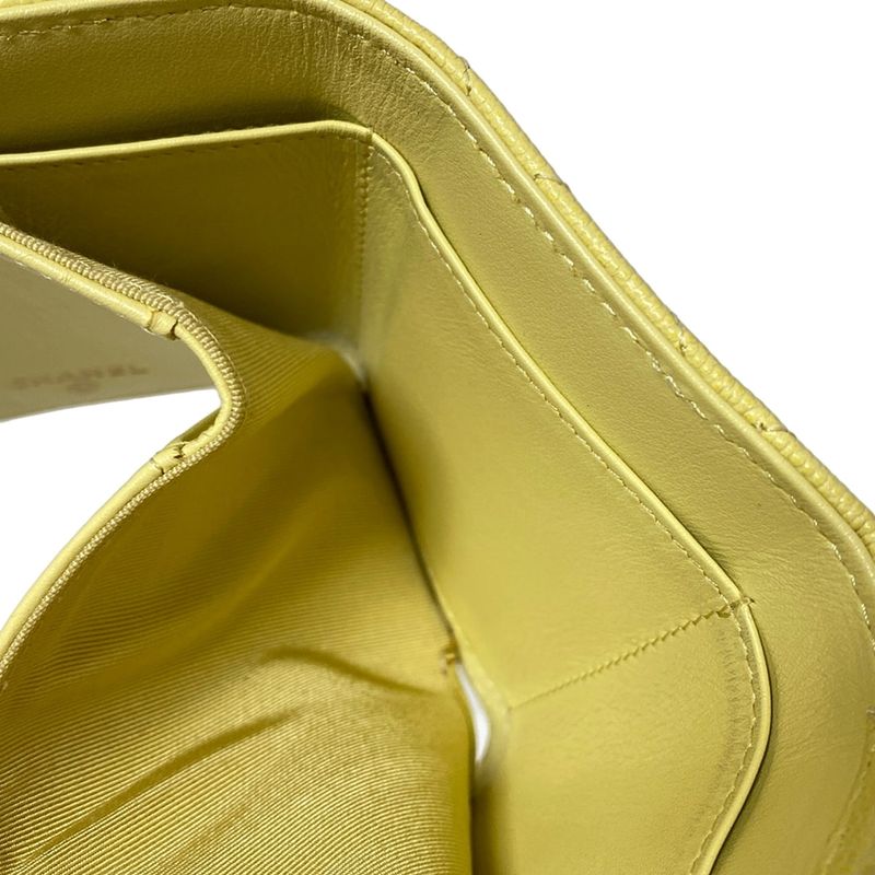 Chanel Trifold Wallet Matelasse Light Yellow
