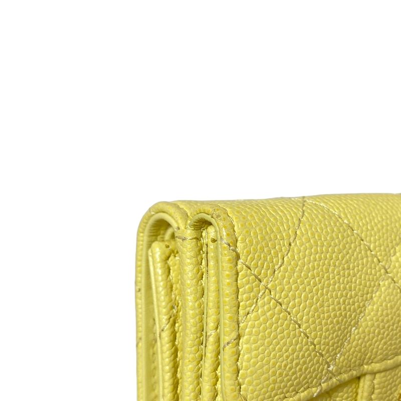 Chanel Trifold Wallet Matelasse Light Yellow