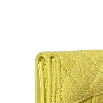 Chanel Trifold Wallet Matelasse Light Yellow