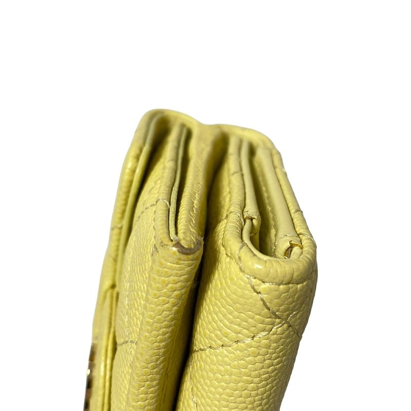 Chanel Trifold Wallet Matelasse Light Yellow