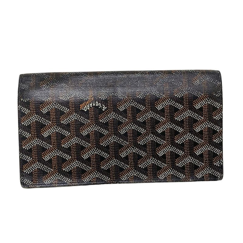 Goyard Long Wallet Richelieu Black X Brown X White