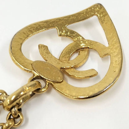 Chanel Long Necklace Heart Here Mark Gold Plated 95p