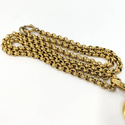 Chanel Long Necklace Heart Here Mark Gold Plated 95p