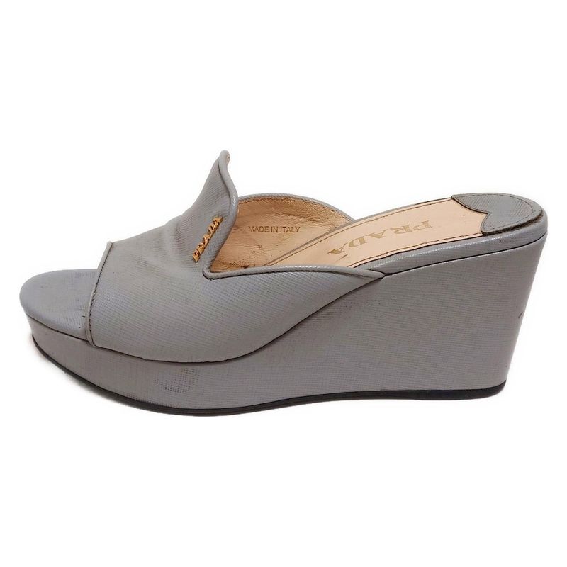 Prada Sandals 36 Women's - Gray Wedge Sole Leather