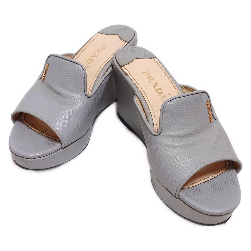Prada Sandals 36 Women's - Gray Wedge Sole Leather