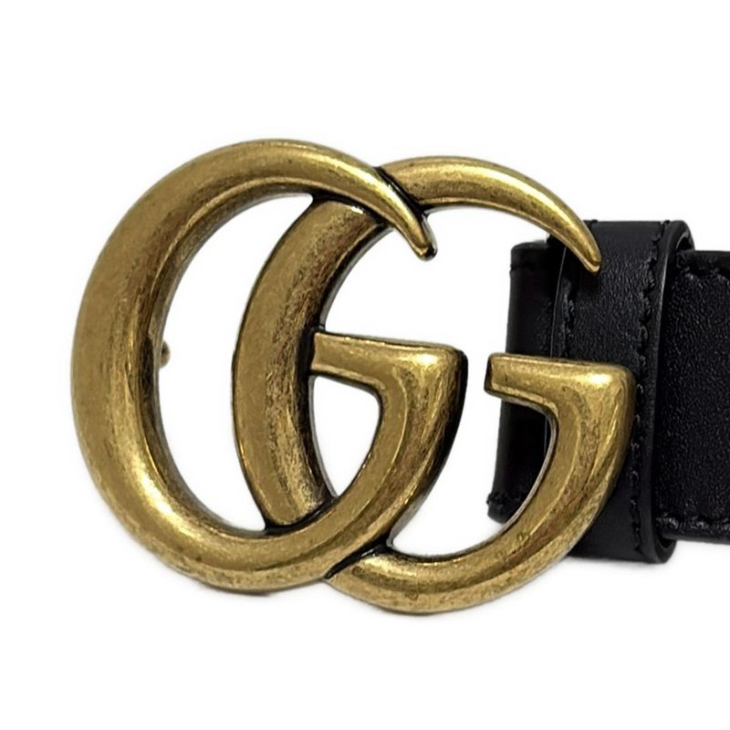 Gucci Belt 70 28 - 414516 Black X Gold Double G Leather