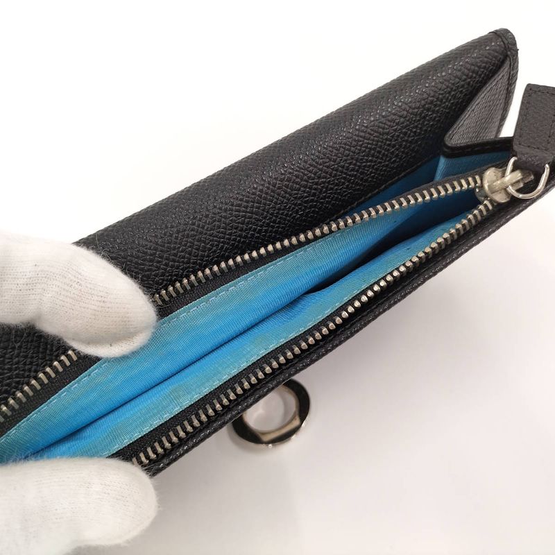 Bvlgari Bifold Long Wallet Logo Clip Leather Black 30412