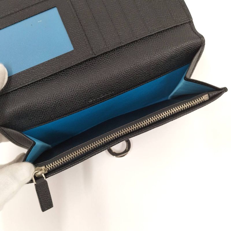 Bvlgari Bifold Long Wallet Logo Clip Leather Black 30412
