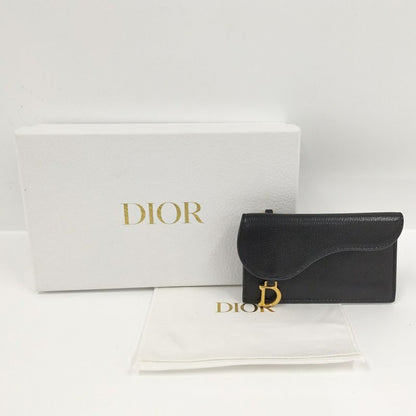 Christian Dior Card Case Saddle Leather Black
