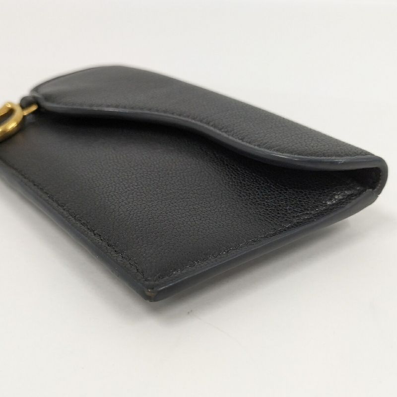 Christian Dior Card Case Saddle Leather Black