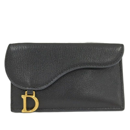 Christian Dior Card Case Saddle Leather Black