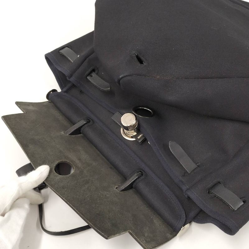 Hermes Herbag Her Bag a Dos PM 2way Shoulder Bag Leather Canvas Black