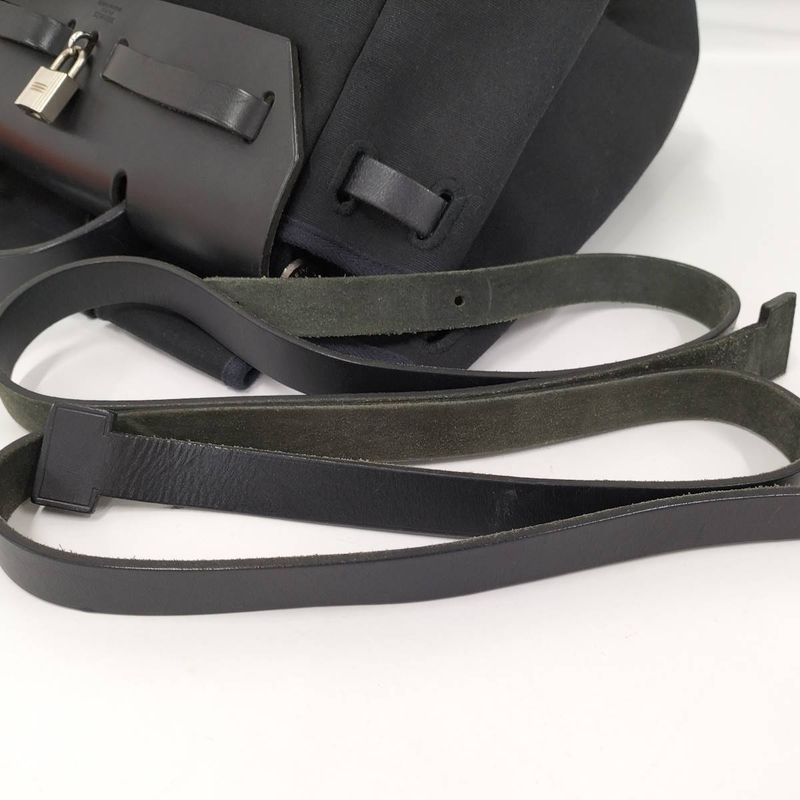 Hermes Herbag Her Bag a Dos PM 2way Shoulder Bag Leather Canvas Black