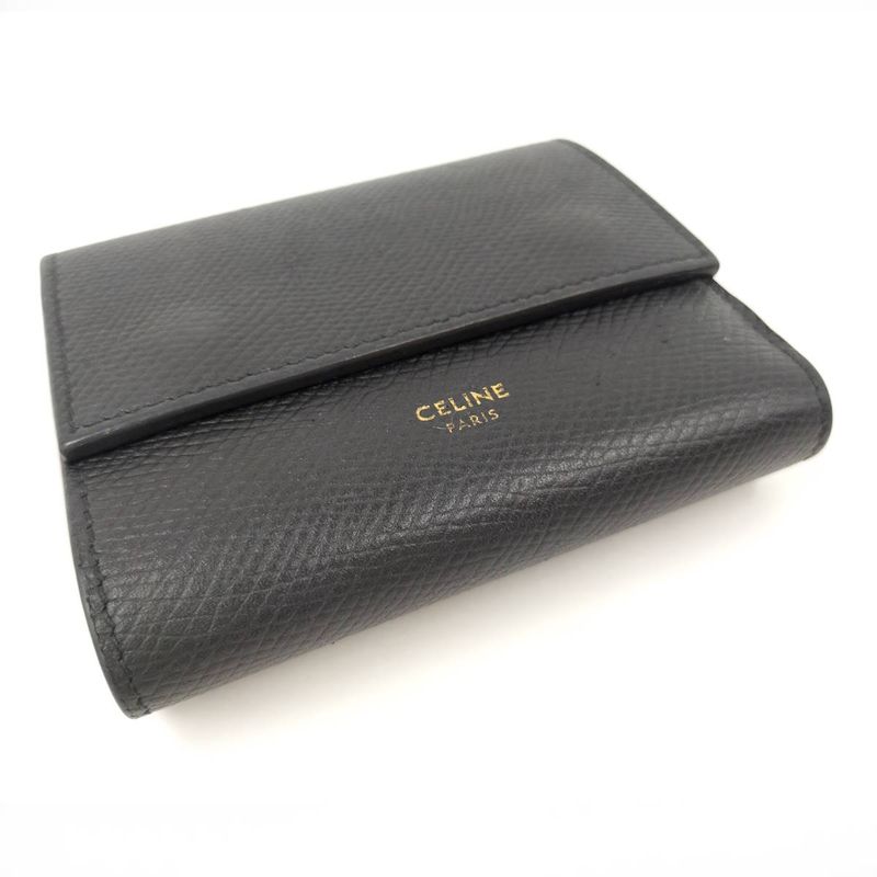 Celine Small Trifold Wallet Trifold Wallet Leather Black