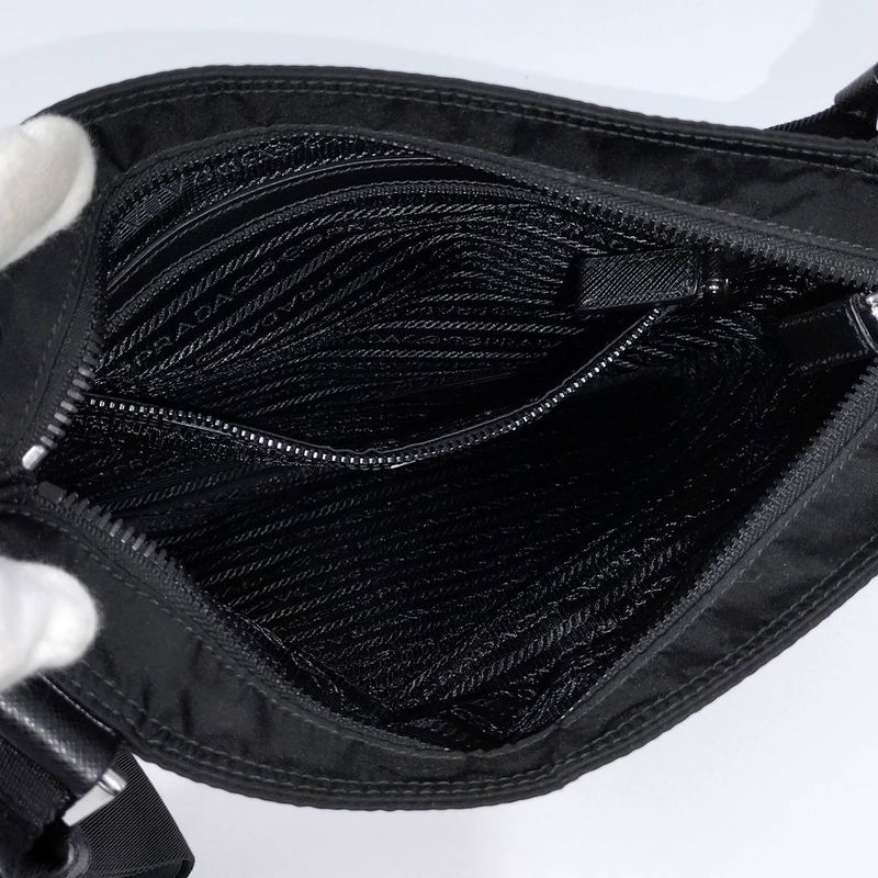 Prada Shoulder Bag Triangle Logo Tessuto Nylon Leather 2vh053