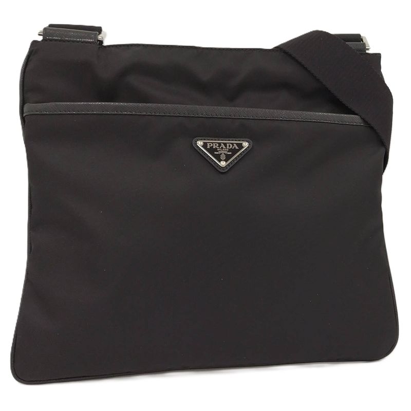 Prada Shoulder Bag Triangle Logo Tessuto Nylon Leather 2vh053