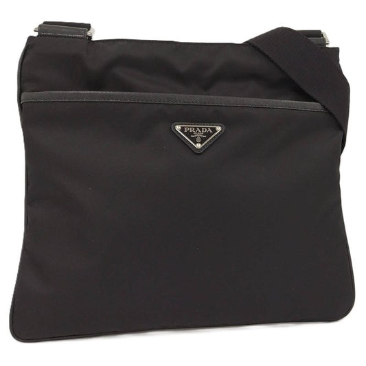Prada Shoulder Bag Triangle Logo Tessuto Nylon Leather 2vh053