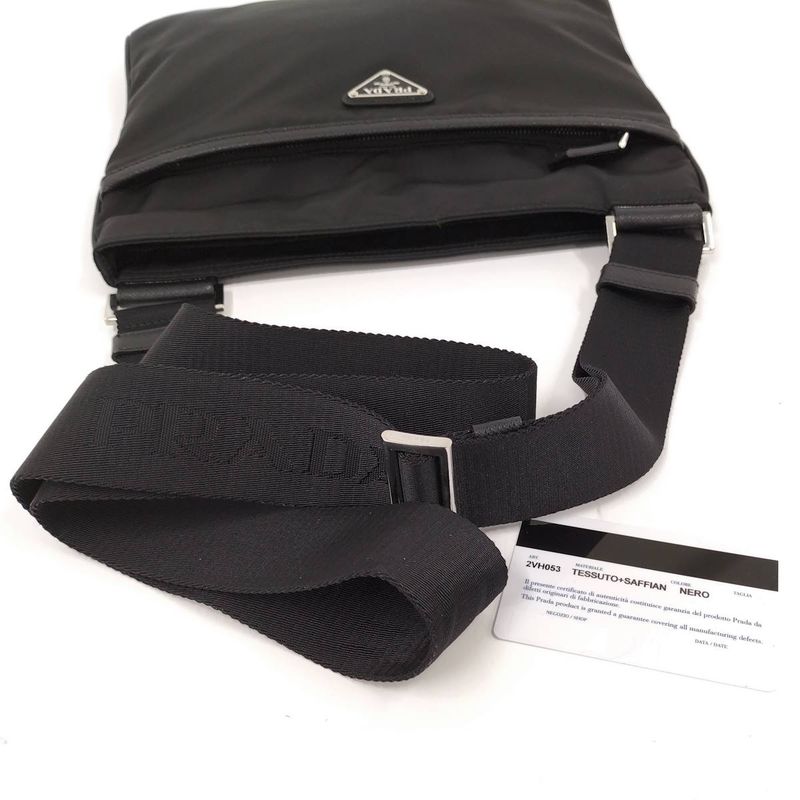 Prada Shoulder Bag Triangle Logo Tessuto Nylon Leather 2vh053