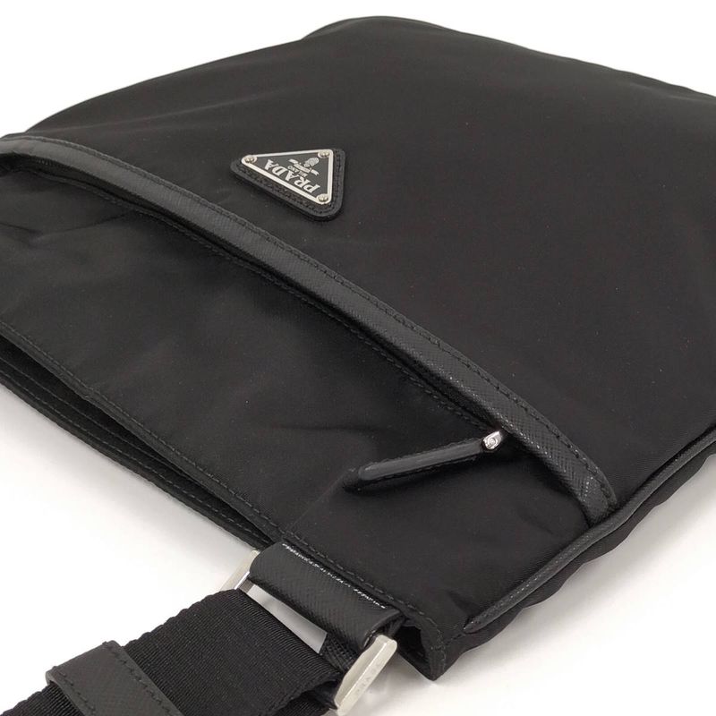Prada Shoulder Bag Triangle Logo Tessuto Nylon Leather 2vh053